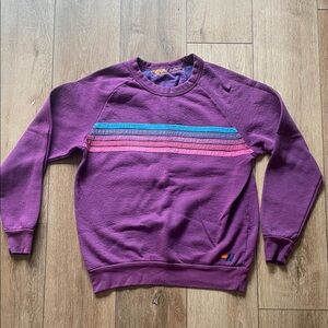 Aviator Nation Purple Crewneck with Pink and Blue Stripes